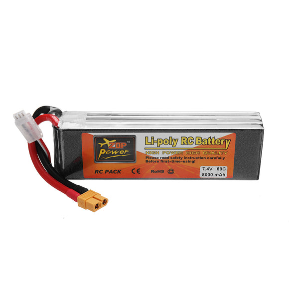 ZOP POWER 7.4V 8000mAh 60C 2S Lipo Battery With XT60 Plug For RC Models