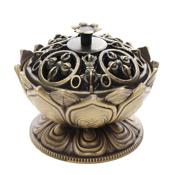 Lotus Cone Incense Burner Holder Flower Statue Censer Chinese Style Buddhist Meditation Home Decor