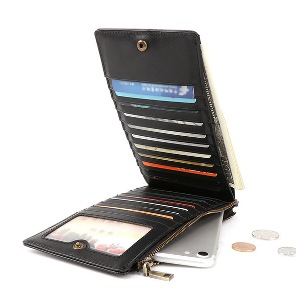 RFID Antimagnetic Genuine Leather Multi-slot 6 Inches Phone Bag Long Wallet For Men