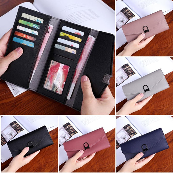 Women Colorful Foldable PU Leather Clutch Bag Wallet Card Holder Purse Phone Cash Storage Bag