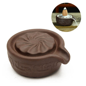 Ceramic Backflow Glaze Carved Incense Burner Cone Stick Censer Holder Home Room Decor