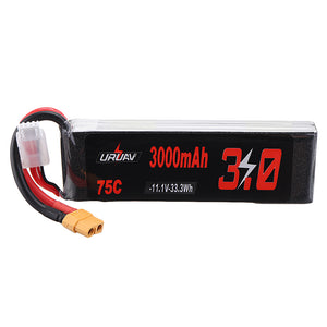 URUAV 11.1V 3000mAh 75C 3S Lipo Battery XT60 Plug for RC Model