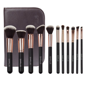 SIXPLUS 11 Pcs Makeup Brushes Set Tools Cosmetic Brush Holder Bag Face Foundation Make Up Sleeve Kit