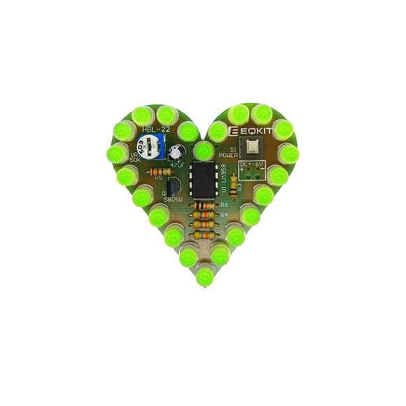 5Pcs Heart Shaped Green Light Kit DIY Breathing Light Parts DC4-6V Speed Adjustable