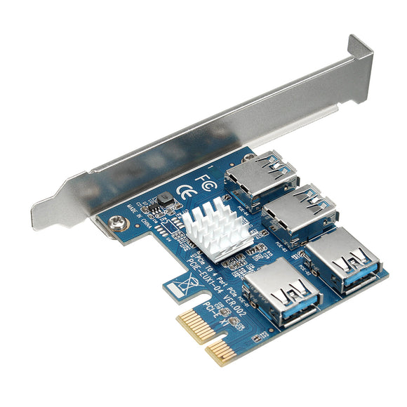 PCI-E to 4 port USB3.0 Express X1 Riser Card Converter Adatper ETH Mining Card