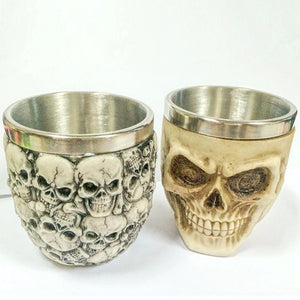 Retro 3D Stainless Steel Skull Cup Novelty Skull Head Vodka Mug Coffee Drinking Cup Drinkware