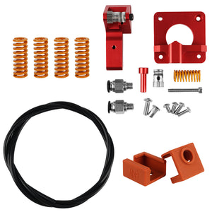 Upgraded Aluminum Dual Gear Pulley Dual Drive Extruder + 4x Leveling Spring + 2x MK9 Silicone Cover + 1M PTFE Tube Kit For Creality CR-10 / CR-10S / CR-10S Pro / Ender-3 / Ender-3 Pro 3D Printer