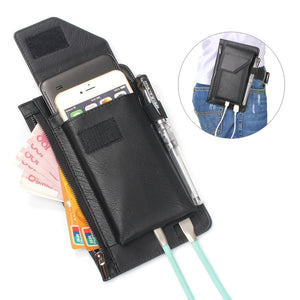 Multifunctional PU Leather Climbing Waist Bag Zipper Bag Battery Charging Phone Bag Purse