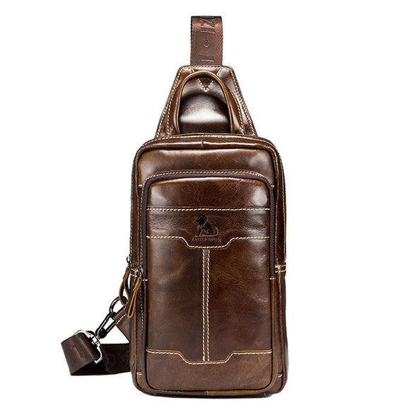 Genuine Leather Vintage Business Chest Bag Crossbody Bag For Men