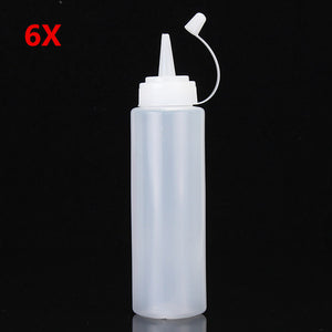 6Pcs 8oz Plastic Squeeze Dispenser Bottles for Sauce Ketchup Mustard Barbecue Industry