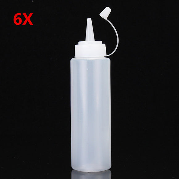 6Pcs 8oz Plastic Squeeze Dispenser Bottles for Sauce Ketchup Mustard Barbecue Industry