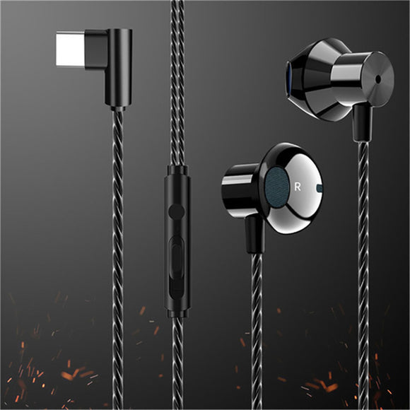 F13 Type-c Wired Earphone Hifi Bass Metal Sport In-ear Headset Music Gaming Earphone with Mic for Oneplus Xiaomi Huawei