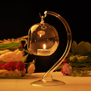 Hanging Crystal Glass Candle Table Light Lamp Planting Holder Candle Stick Romantic Dinner Wedding