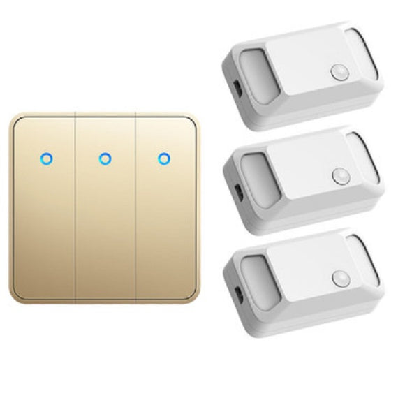 SMATRUL H9 Gold 3Gang Wireless smart Switch 433Mhz 300M White RF Remote Controller