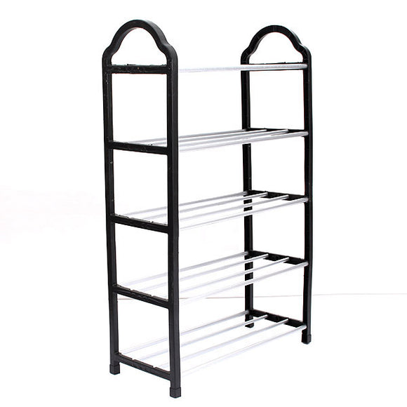 5 Tier Shoe Tower Rack Stand Space Saving Organiser Storage Unit Shelves Black