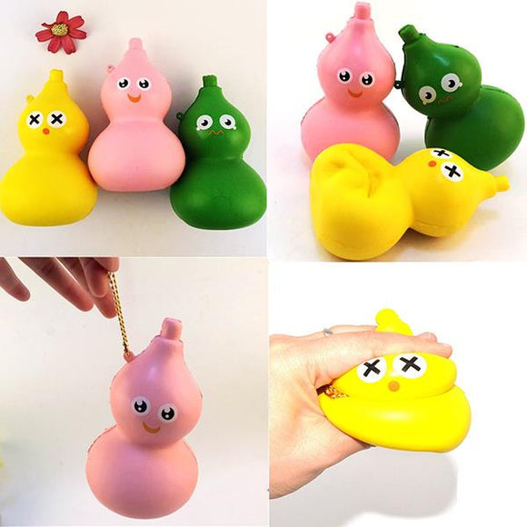 12CM Kawaii Squishy Calabash Expression Slow Rising Cartoon Keychains Kids Doll for Cell Phone