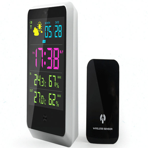 Wireless Weather Station Meter Digital Alarm Clock Date Time Display with LED Screen