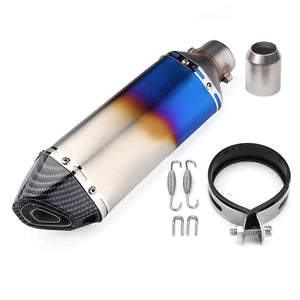 38-51mm Half-blue Motorbike Motorcycle Exhaust Muffler Pipe Silencer Slip-On Carbon Look