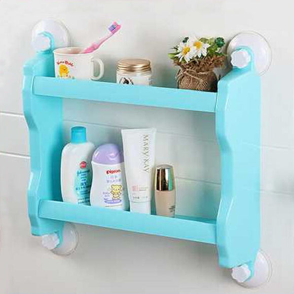 Plastic Wall Mounted Suction Cup Storage Rack Traceless Vacuum Kitchen Bathroom Shelf Holders