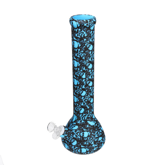 Portable Silicone Hoo-kah Water Pipe Tob-acco Ciga-rette Skull Pipe 13.5 Inch