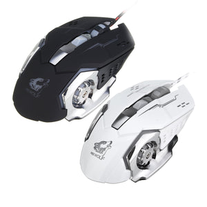 Free Wolf 4000DPI 6 Button LED Optical Gaming Mouse Mechanical Macro Programmable for PC Laptop