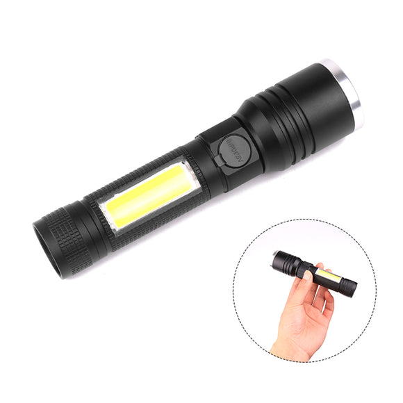 XANES 1295 T6 + COB 1000Lumens 5 Modes USB Rechargeable Telescopic Zoomable LED Flashlight