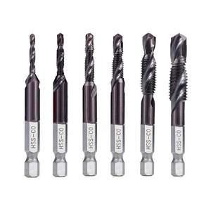 Drillpro 6pcs M3-M10 Combination Drill Tap Bit Set HSS Industrial TiALN Coated Deburr Countersink Drill Bits