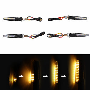 4pcs 15LED Flowing Turn Signal Lights Indicators White&Amber Blinker Motorcycle Universal