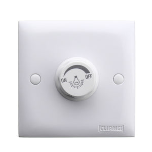 220V LED Dimmer Single Light Rotary Switch for Dimmable Lighting White