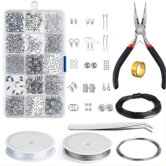 15 Grid Jewelry Accessories Combination Set Earring Necklace Jewellery Making Kit Wire Findings Pliers Repair Tools