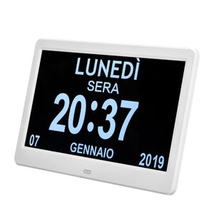 10.1 Inches High Definition Digital Large Non-Abbreviated Day Clock Date Time Display Table Alarm Clock