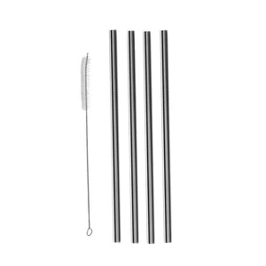 4 PCS Stainless Steel Drinking Straw with Cleaning Brush Party Tableware Straw Set Straight Shape