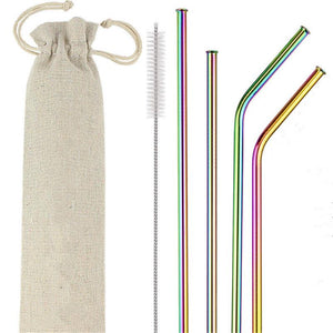 304 Stainless Steel Drinking Metal Straw Rainbow Multi-Colored Straw Reusable Drink Straw Drinks Cocktail Stirrer