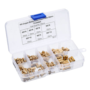 Suleve M3BN3 150Pcs M3 Knurled Brass Threaded Insert Nut Female Thread Embedment Nuts Assortment