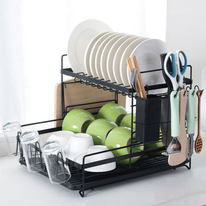 2 Tier Multifunctional Kitchen Drying Dish Rack over Sink Drainer Shelf