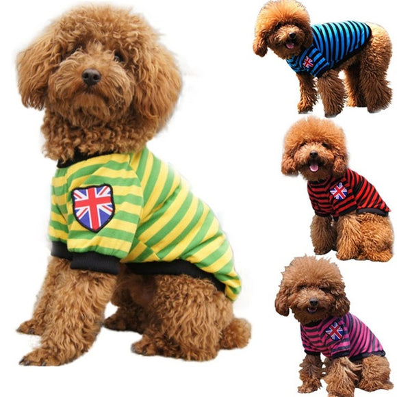 Pet Dog Cat Striped Clothing T shirt Pet Apparel Vest  Winter Spring Pet Customes 3 Colors