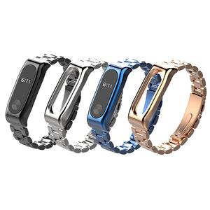 Mijobs Classic Three-bead Wristband Replacement Metal Watch Band for Xiaomi mi band 2 Smart Watch