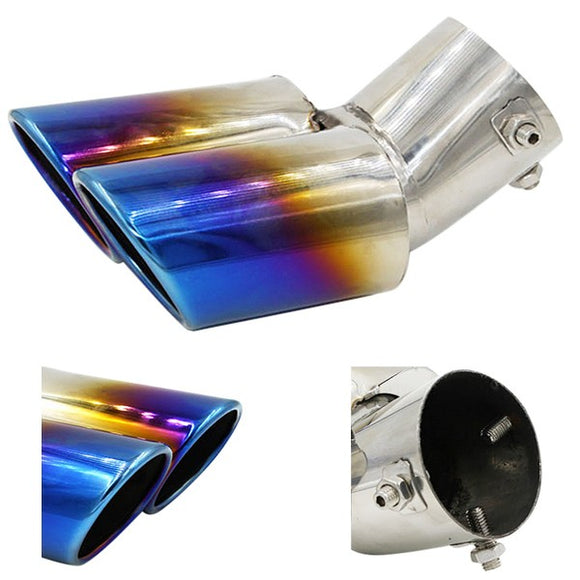 63mm Diameter Universal Car Decoration Stainless Steel Dual Pipes Exhaust Pipe Muffler