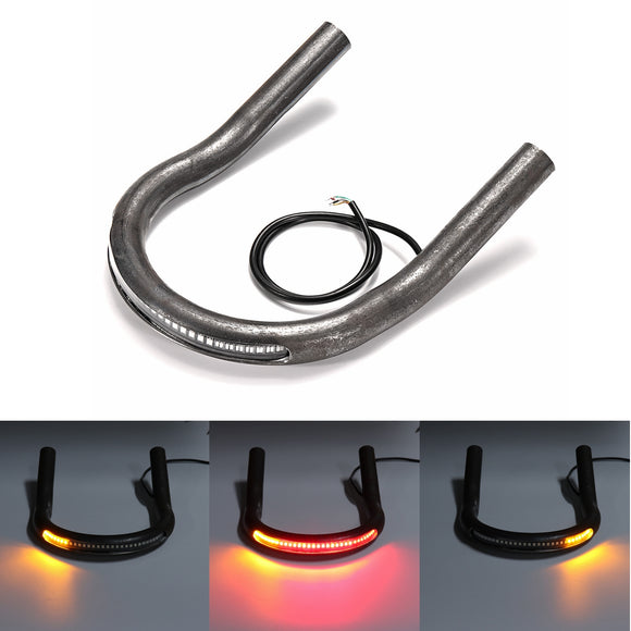 7/8inch Tube Black Cafe Racer Seat Frame Hoop Brat Loop LED Brake Turn Singal Lights