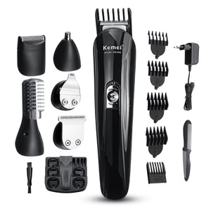 KEMEI 6 in1 Multi-functional Beard Trimmer Set Rechargeable Hair Cut Clipper Kit Ear Nose Shaver