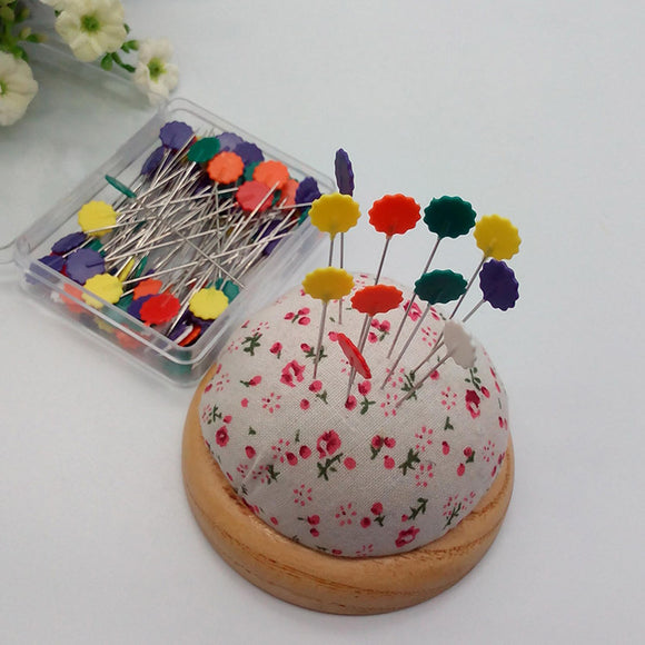 50Pcs Sewing Accessories Patchwork Pins Flower Sewing Pin Fixed Color Positioning Needle With Box