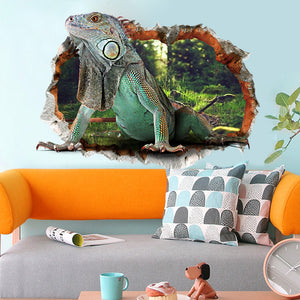 Miico 3D Creative PVC Wall Stickers Home Decor Mural Art Removable Lizard Decor Sticker