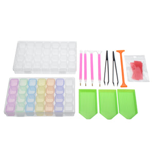 22Pcs 5D Diamond Paintings Embroidery Tool Storage Bag Box Pen Kits