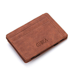 Men PU Leather Money Clip Thin Bifold Wallet Credit Card Holder