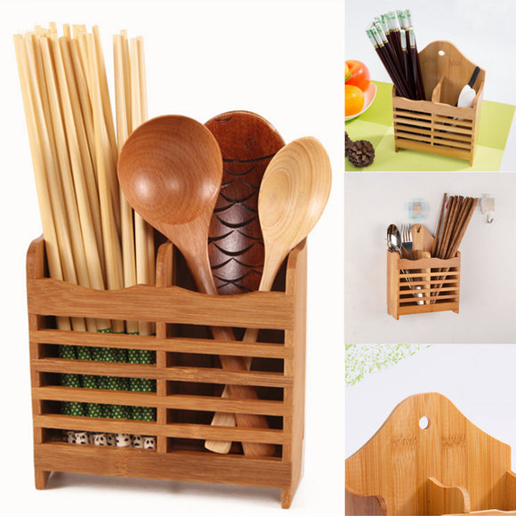 Bamboo Cutlery Storage Holder Spoon Chopsticks Kitchen Organizer Drying RackKitchen Storage Rack