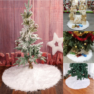 90cm Snow Plush Christmas Tree Skirt Base Floor Mat Cover Christmas Party Decorations