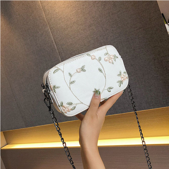 Women Flower Pattern Patchwork Little Crossbody Bag Phone Bag