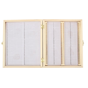 100 Slots Wooden Microscope Glass Slides Case Box Holder Storage Specimen