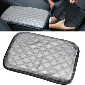 Grey PU Leather Car Armrest Cover Auto Center Console Box Cushion Pad Universal 30X20cm