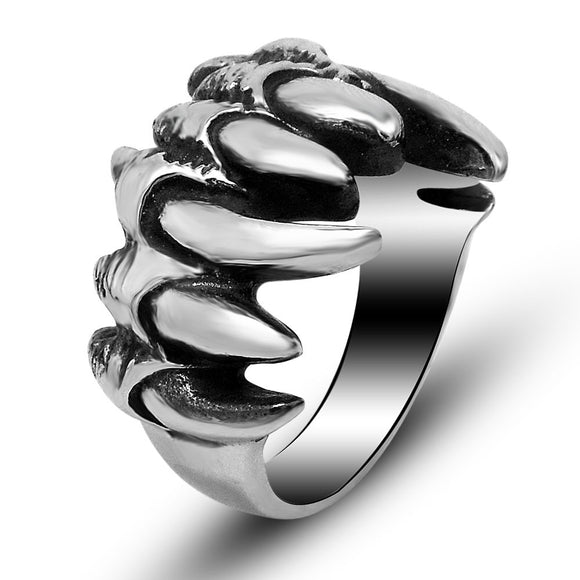Men's Punk Retro Dragon Claw Ring Stainless Steel Biker Ring for Men Halloween Gift